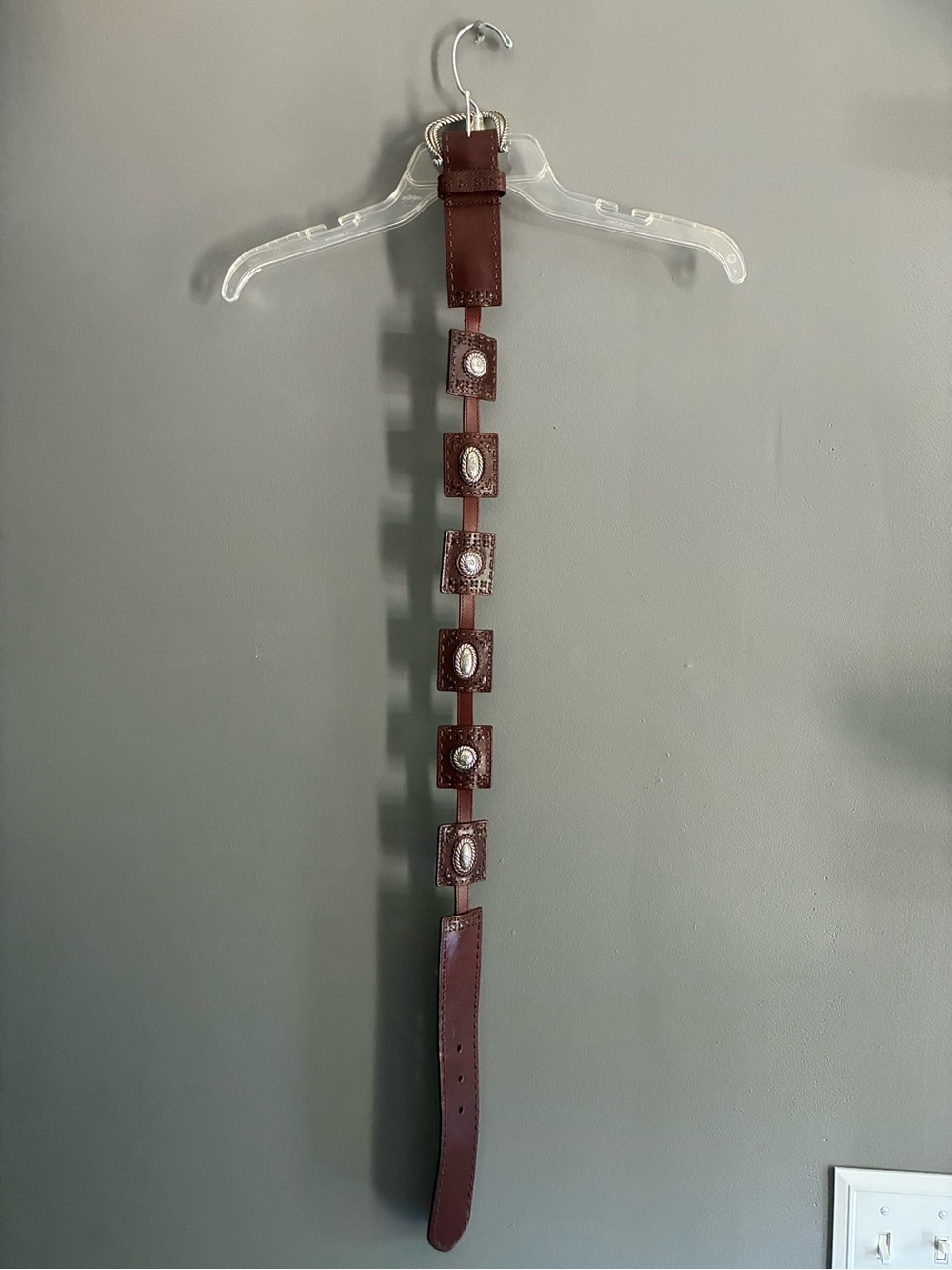Brown Leather Brighton Concho Belt with Oval Studs